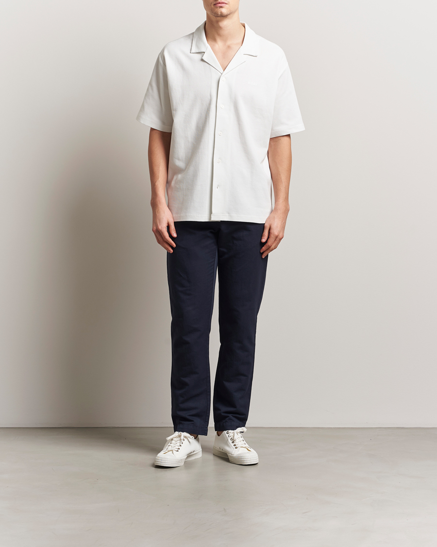Herre | Skjorter | BOSS ORANGE | Waffle Short Sleeve Shirt Natural