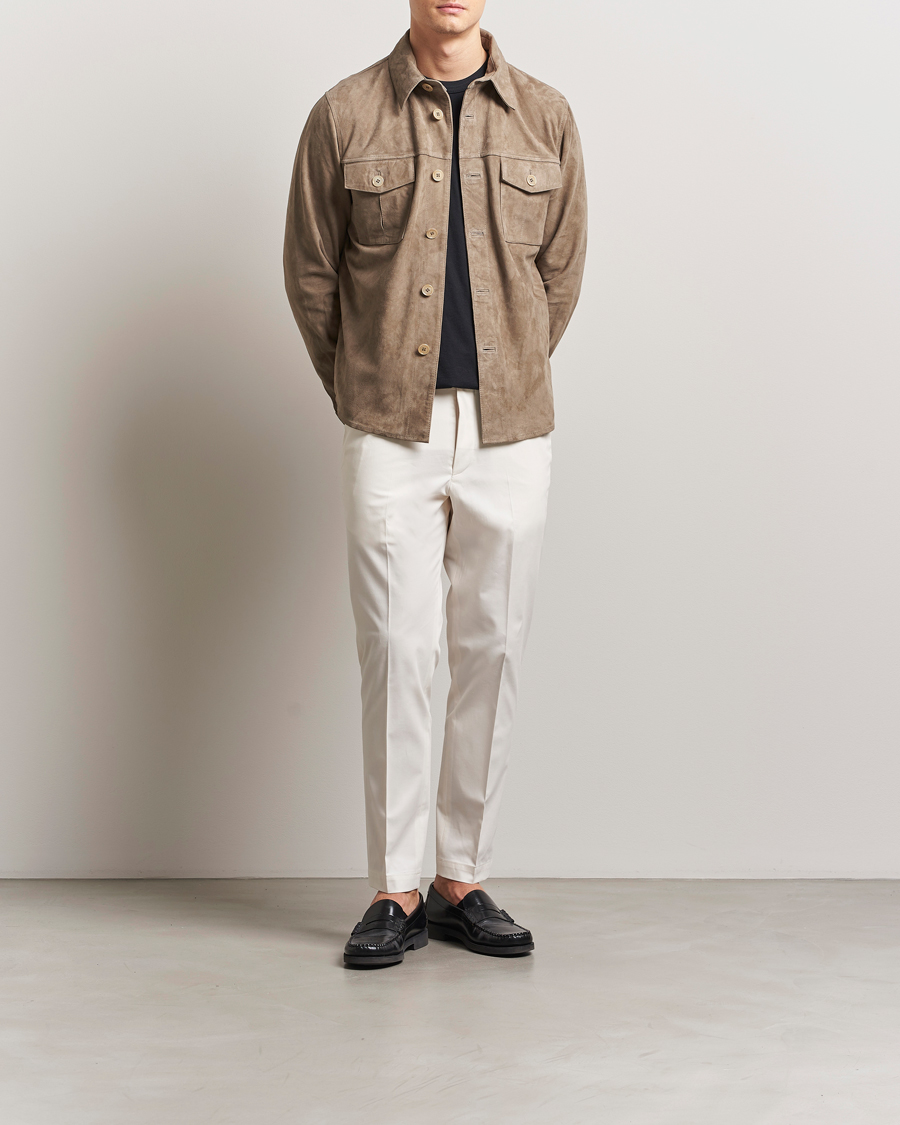 Herre | Bukser | BOSS CAMEL | Kaiton Cotton Pleated Trousers Open White