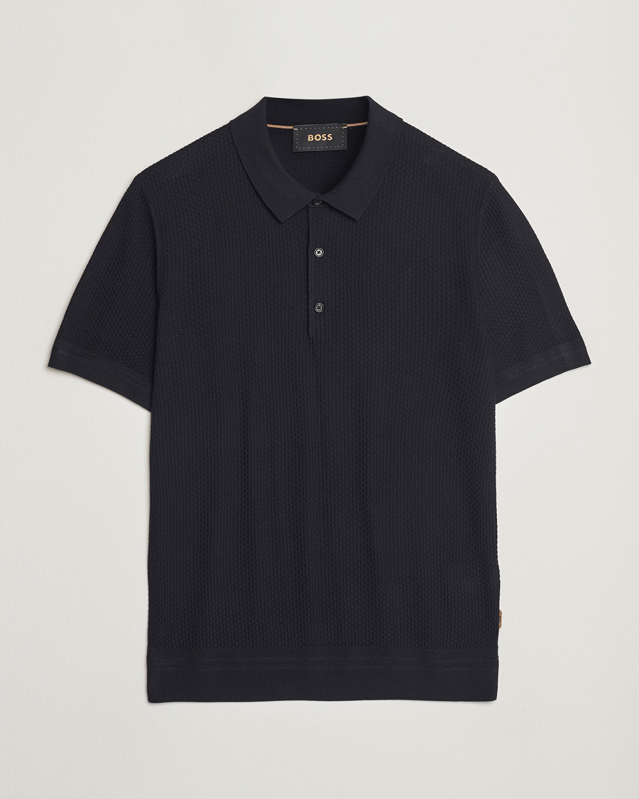 Herre | Polotrøjer | BOSS CAMEL | Jeffrey Silk Knitted Polo Dark Blue