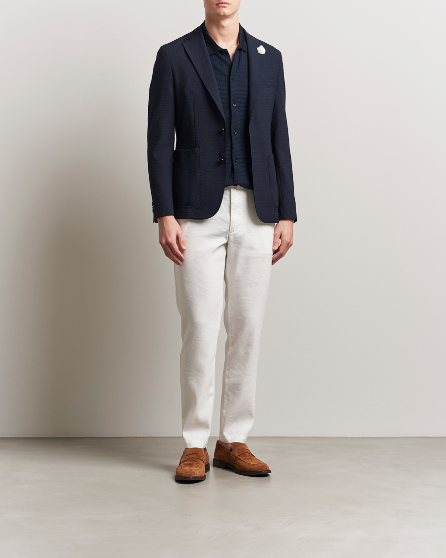 Herre | Blazere & jakker | BOSS BLACK | Hanry Seersucker Patch Pocket Blazer Dark Blue