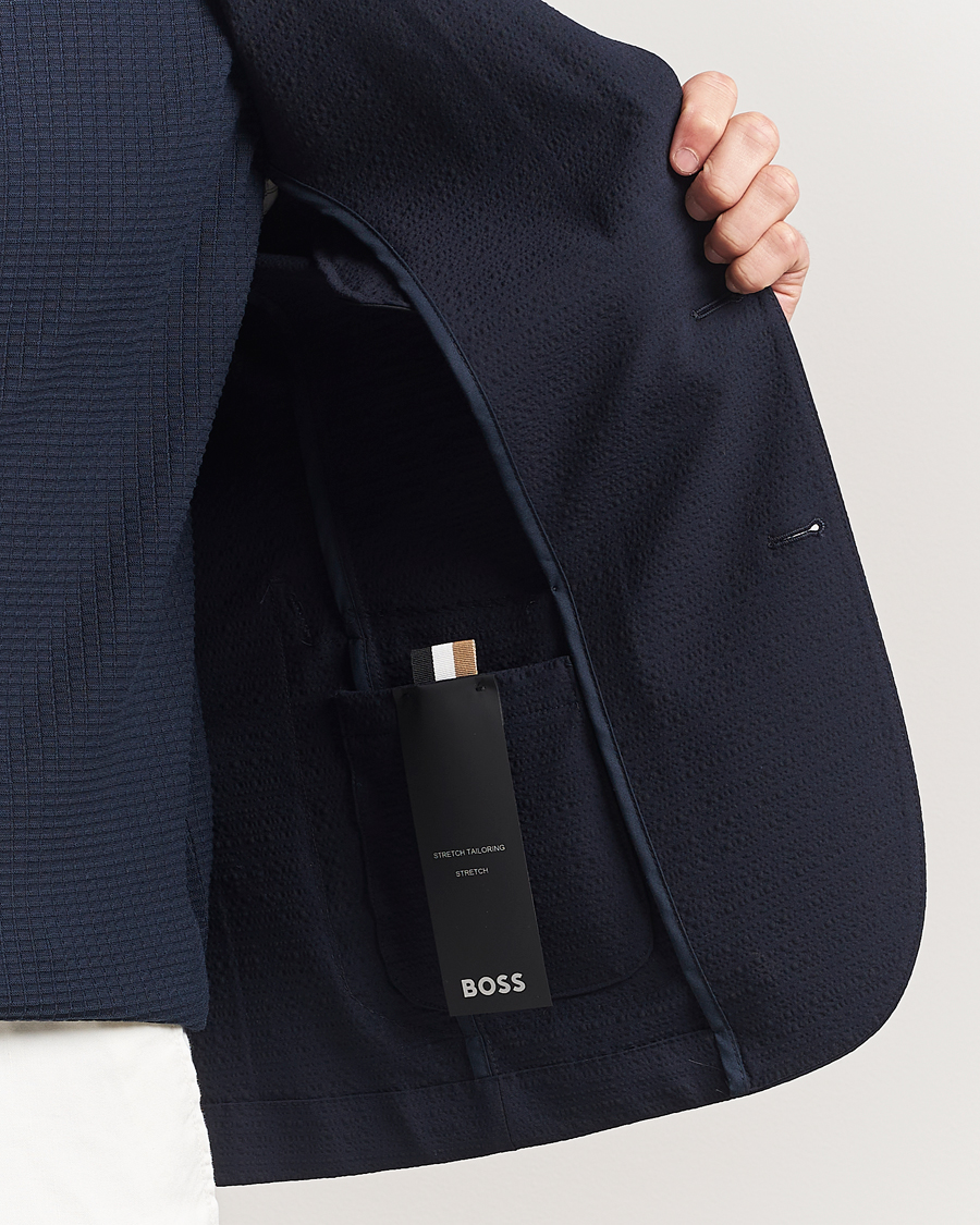 Herre | Blazere & jakker | BOSS BLACK | Hanry Seersucker Patch Pocket Blazer Dark Blue