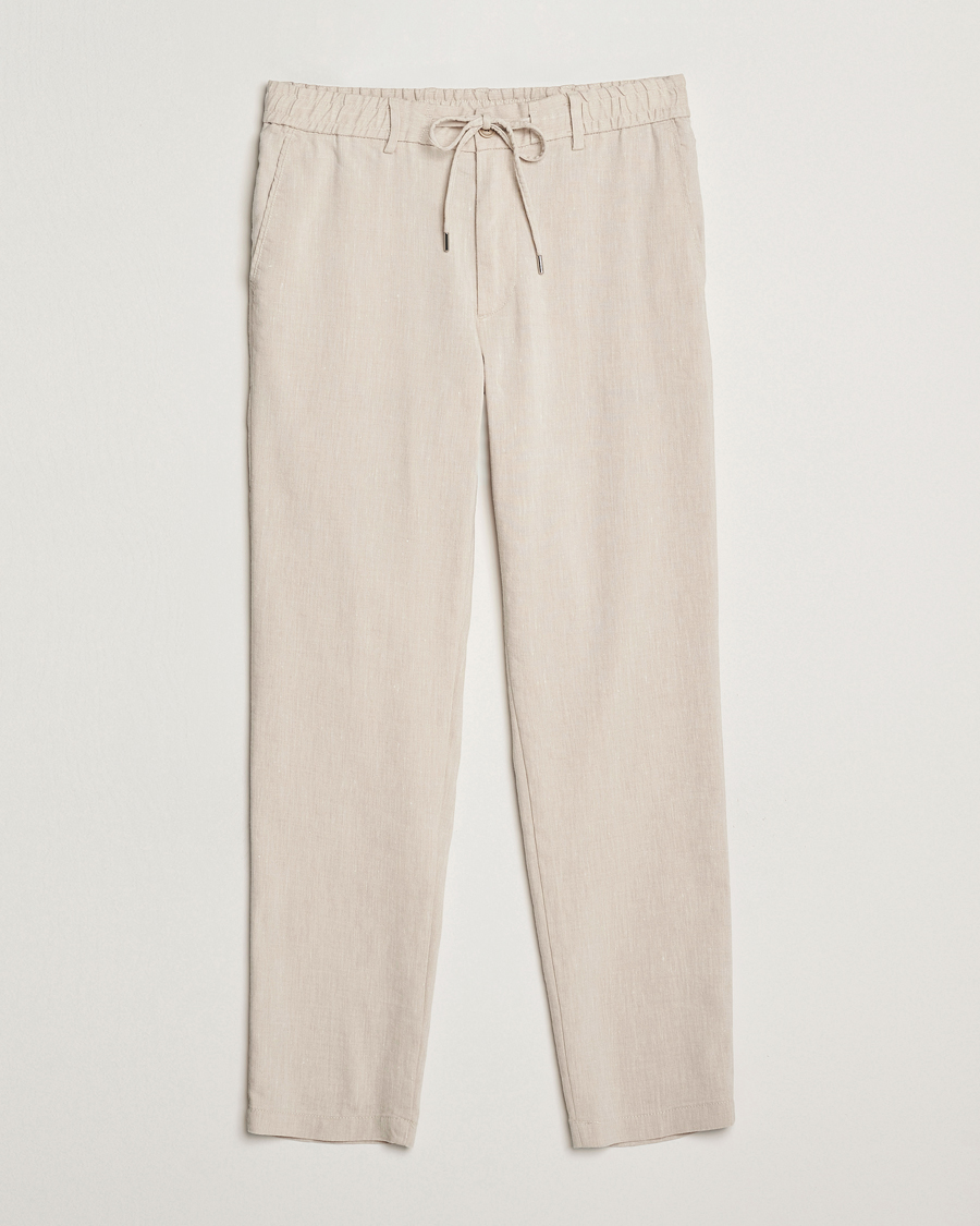 Herre | Bukser | BOSS BLACK | Kane Linen Blend Drawstring Trousers Light Beige