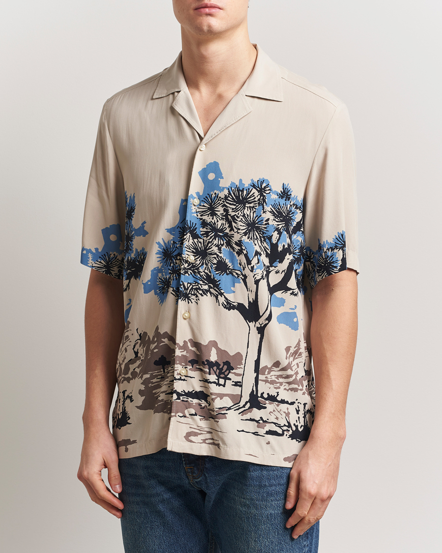 Herre | Skjorter | BOSS ORANGE | Rayer Printed Short Sleeve Shirt Light Beige