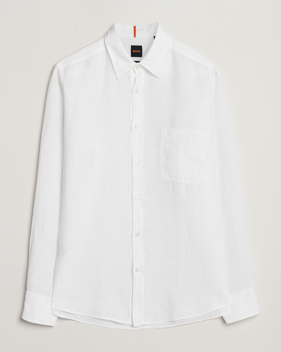 Herre | Skjorter | BOSS ORANGE | Relegant Linen Shirt White