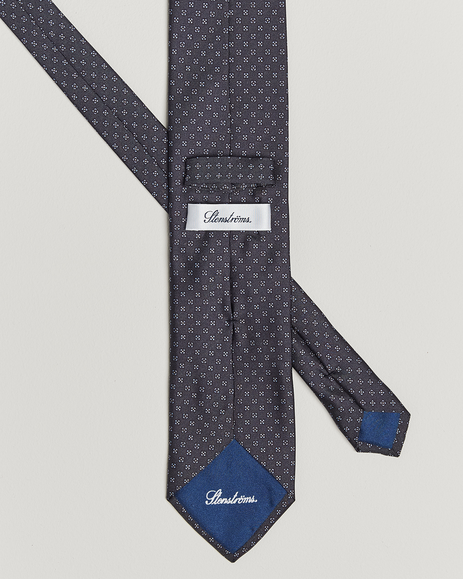 Herre | Slips | Stenströms | Printed Silk Tie 7,5cm Grey