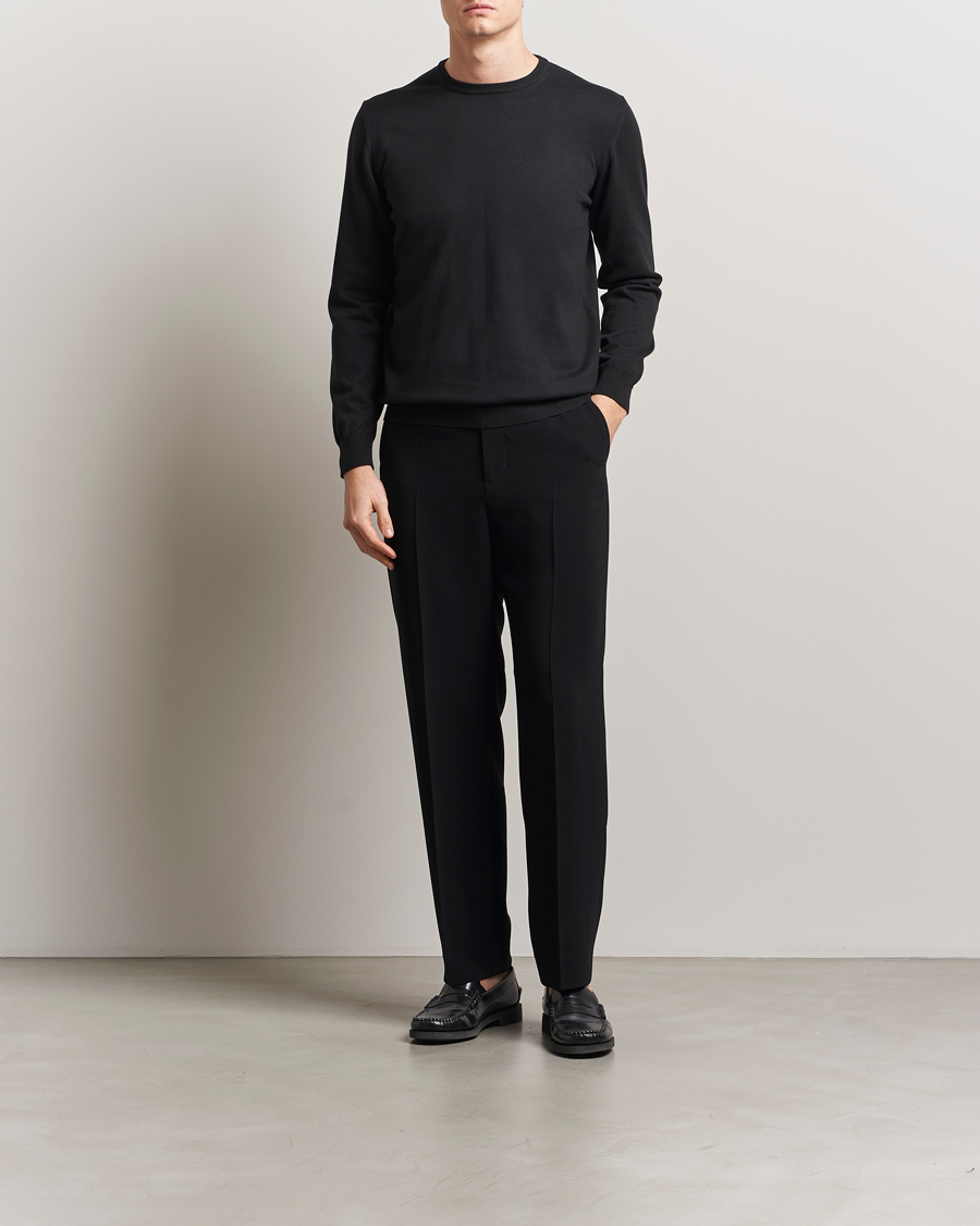 Herre | Trøjer | Morgano | Supersoft Egyptian Cotton Crew Neck Black