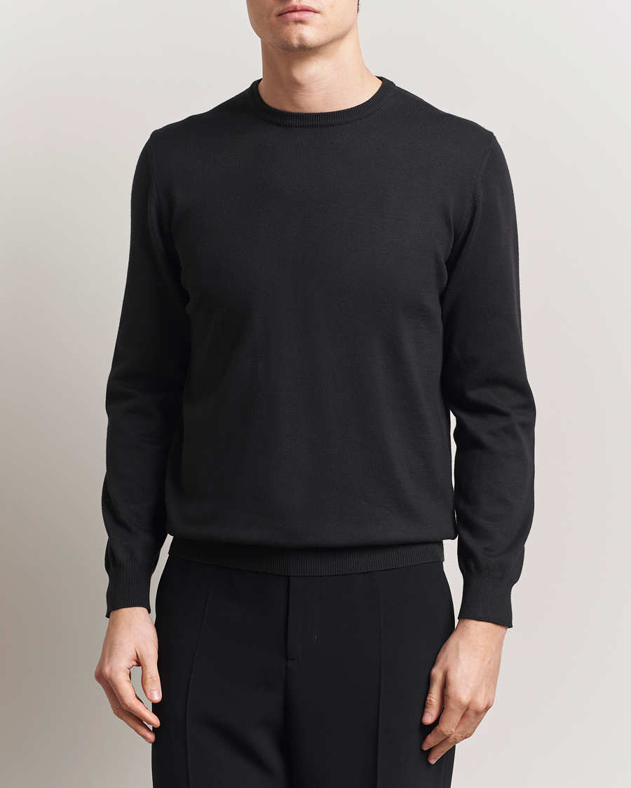 Herre | Trøjer | Morgano | Supersoft Egyptian Cotton Crew Neck Black