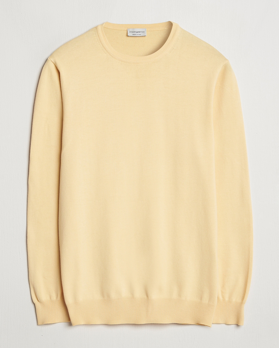 Herre | Trøjer | Morgano | Supersoft Egyptian Cotton Crew Neck Light Yellow