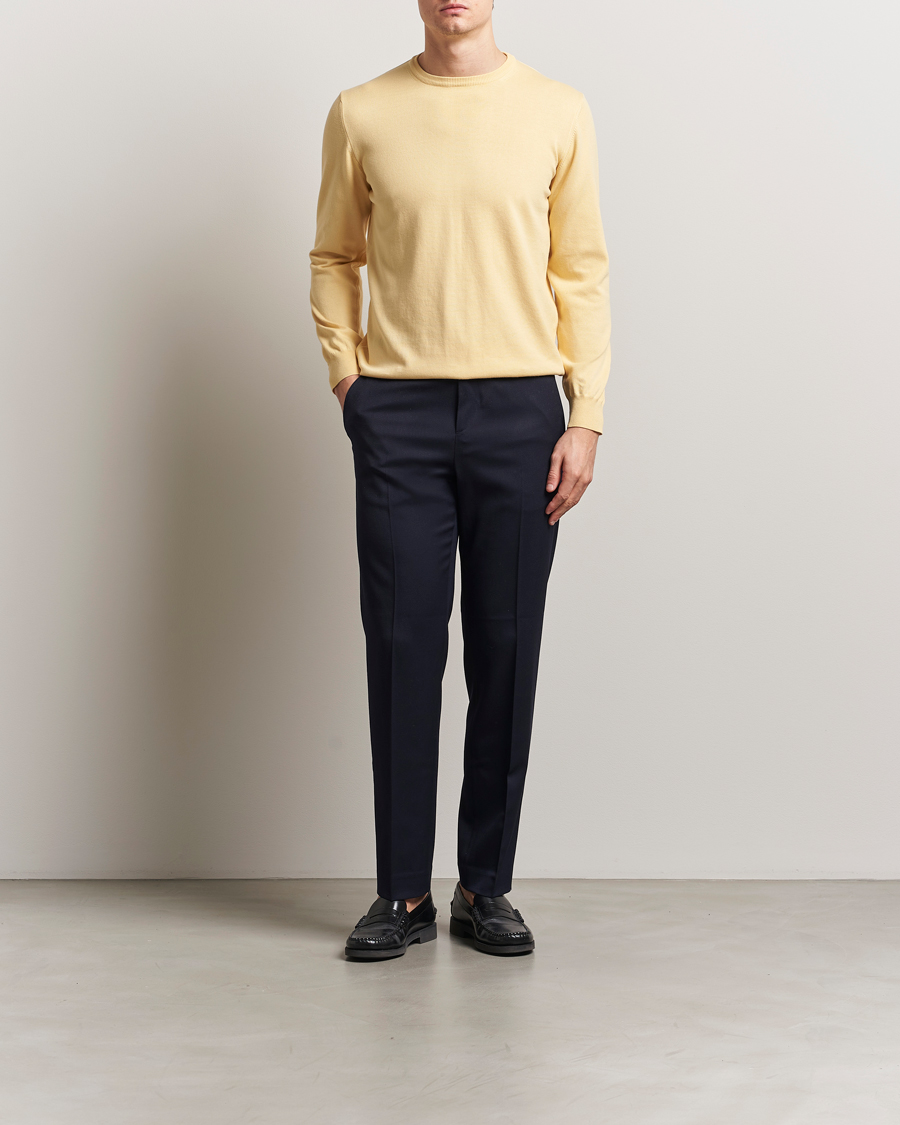 Herre | Trøjer | Morgano | Supersoft Egyptian Cotton Crew Neck Light Yellow