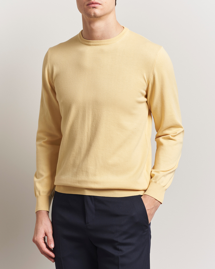Herre | Trøjer | Morgano | Supersoft Egyptian Cotton Crew Neck Light Yellow