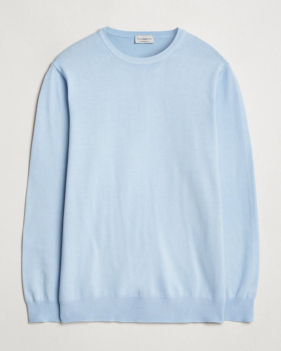 Herre | Trøjer | Morgano | Supersoft Egyptian Cotton Crew Neck Light Blue