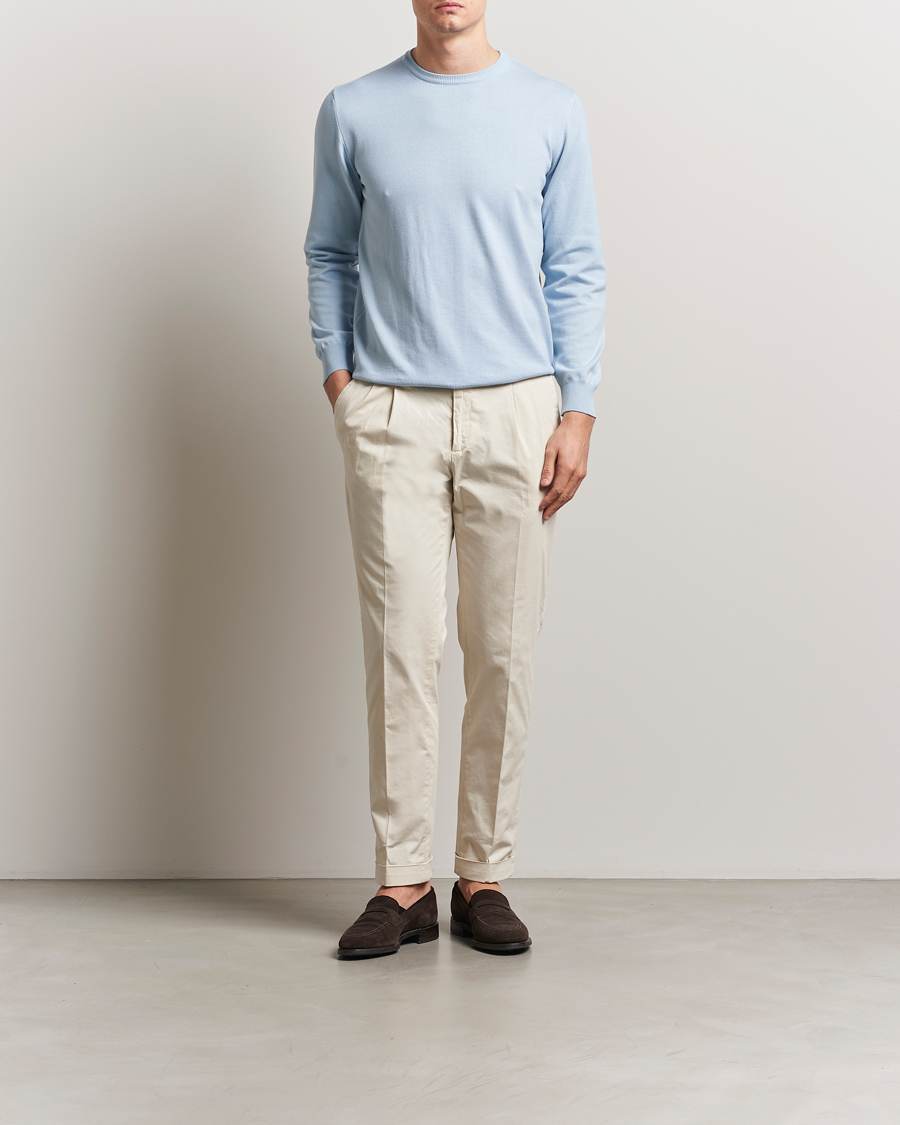 Herre | Trøjer | Morgano | Supersoft Egyptian Cotton Crew Neck Light Blue