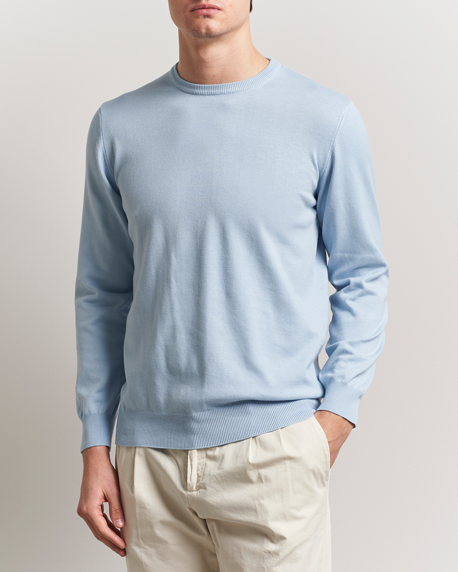 Herre | Trøjer | Morgano | Supersoft Egyptian Cotton Crew Neck Light Blue