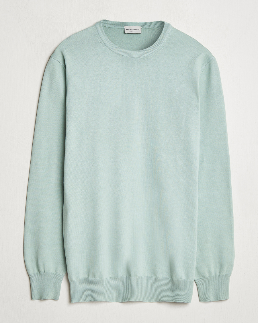 Herre | Trøjer | Morgano | Supersoft Egyptian Cotton Crew Neck Light Green