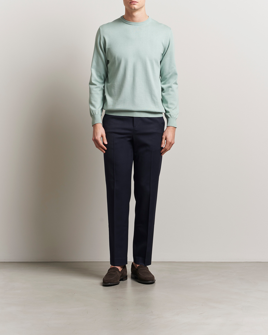 Herre | Trøjer | Morgano | Supersoft Egyptian Cotton Crew Neck Light Green