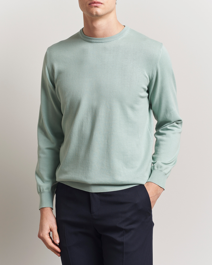 Herre | Trøjer | Morgano | Supersoft Egyptian Cotton Crew Neck Light Green