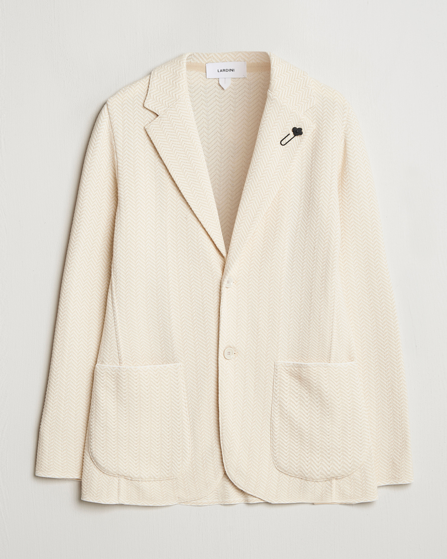 Herre | Blazere & jakker | Lardini | Knitted Cotton Structured Blazer White/Beige
