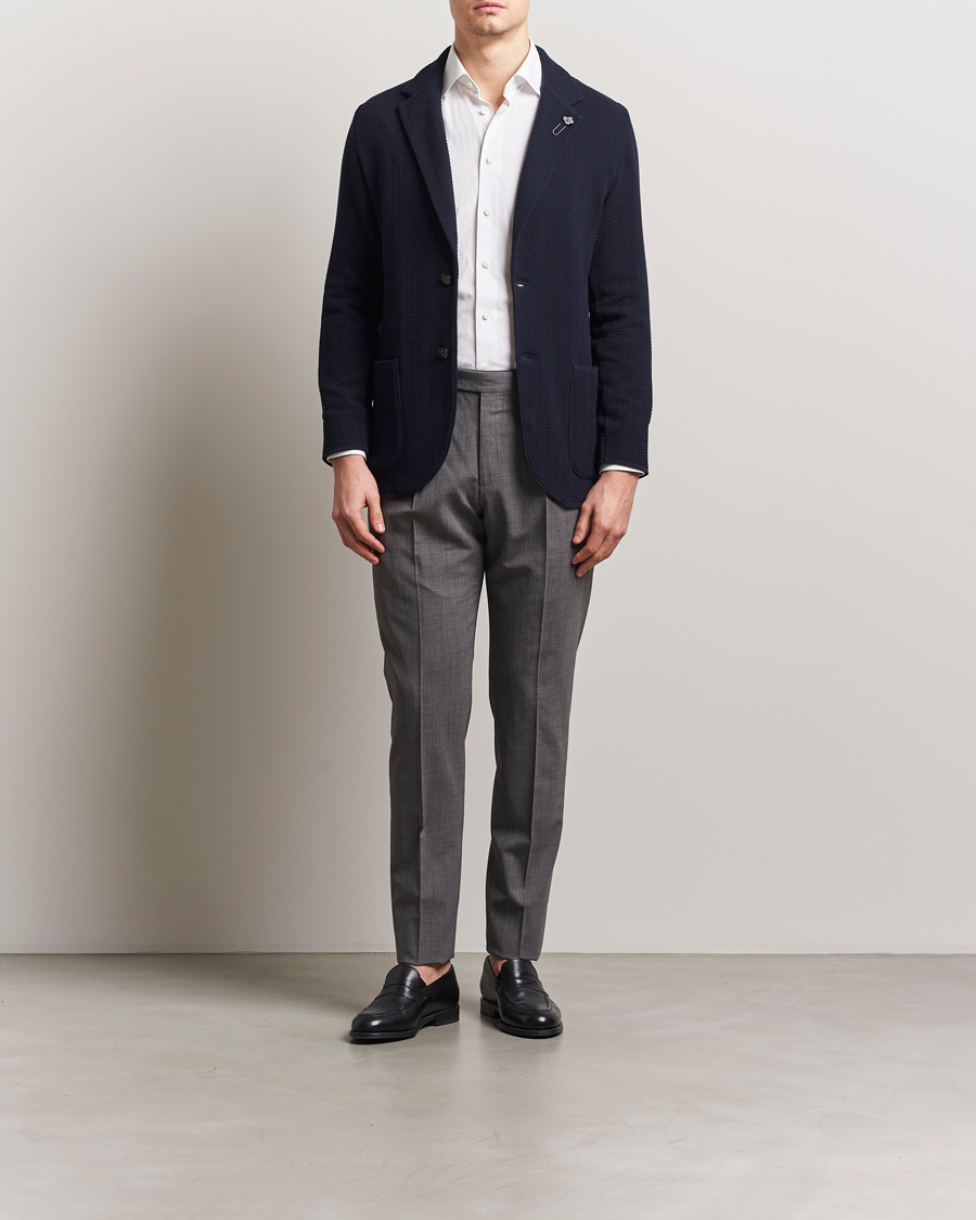 Herre | Blazere & jakker | Lardini | Knitted Cotton Structured Blazer Navy