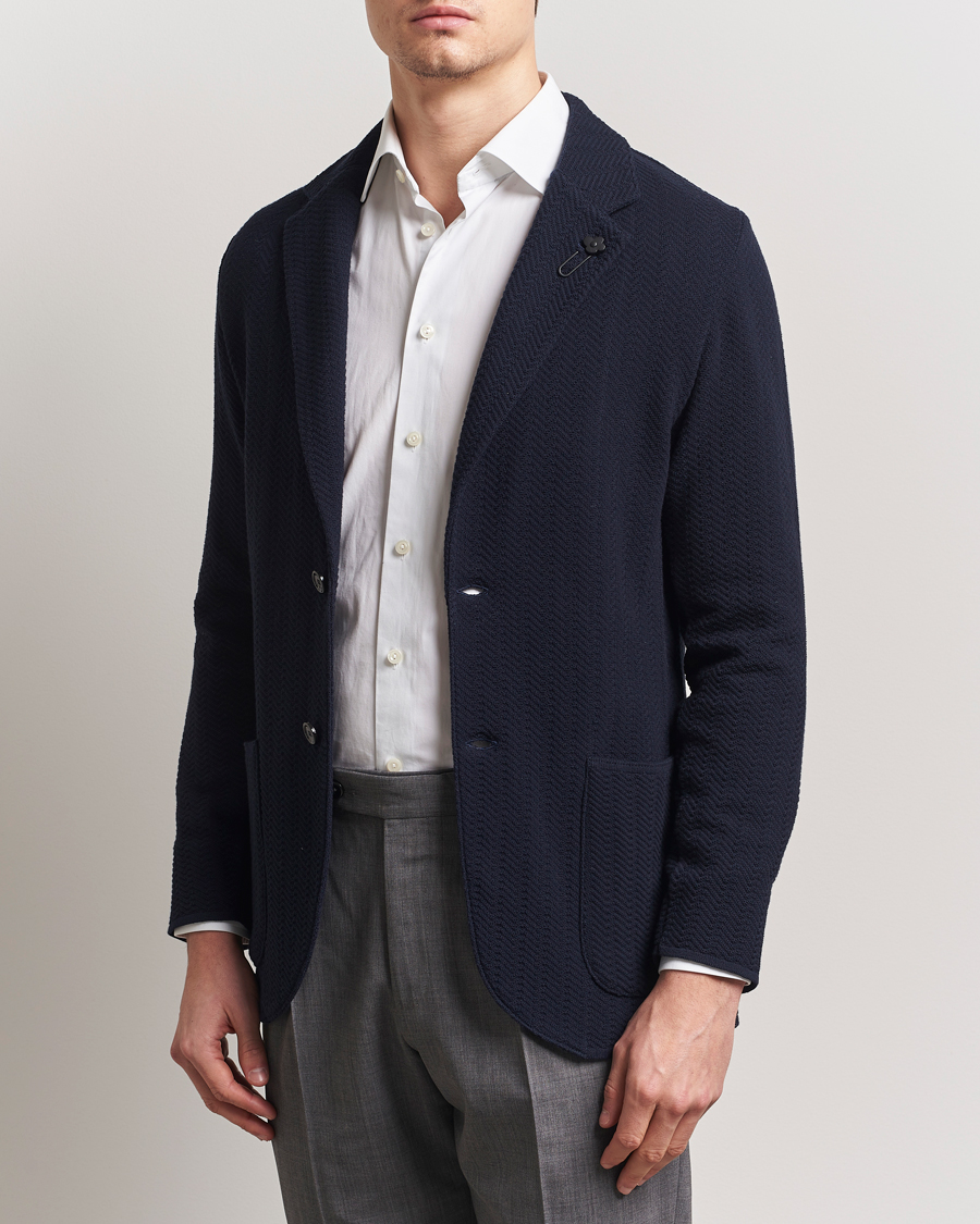 Herre | Blazere & jakker | Lardini | Knitted Cotton Structured Blazer Navy