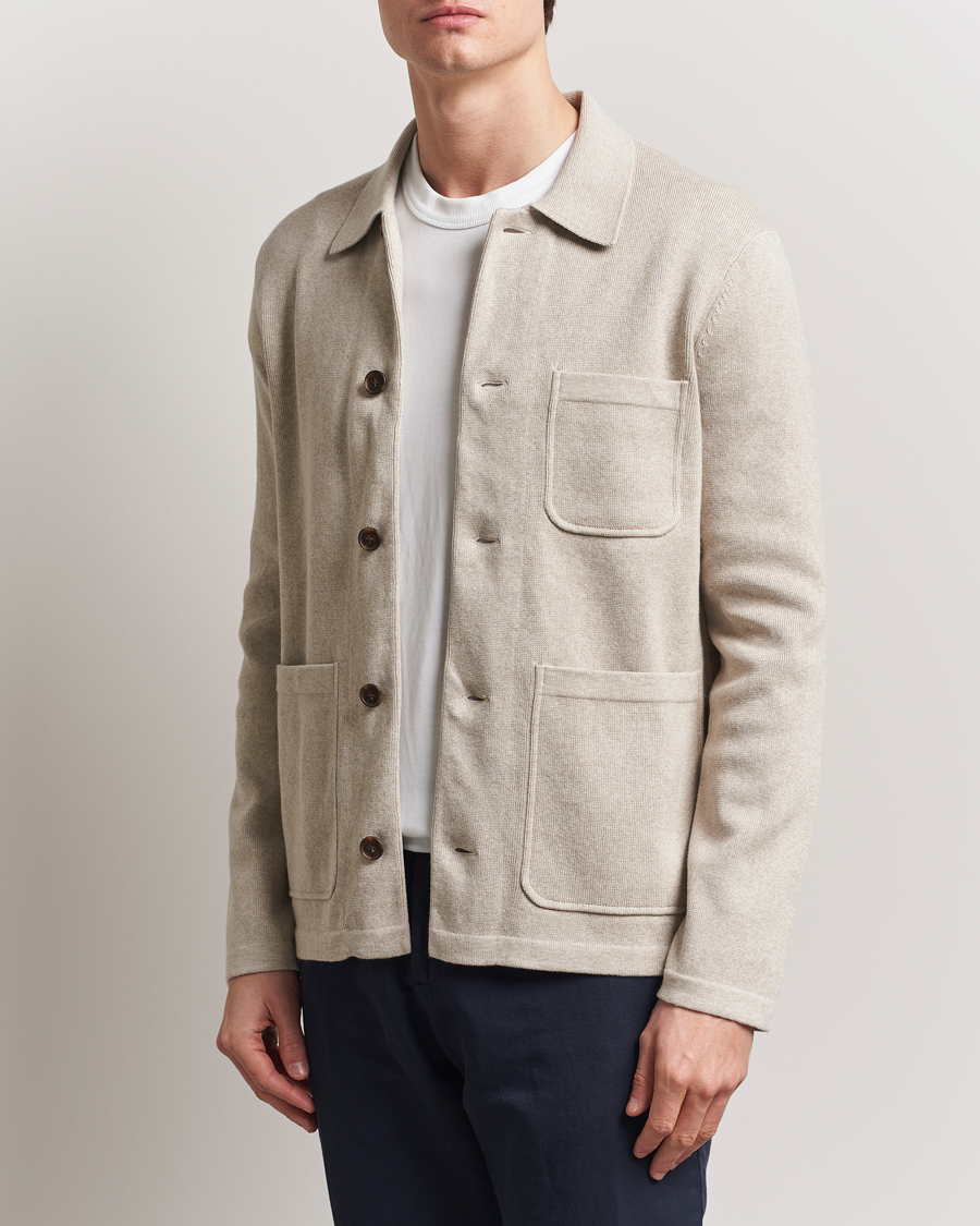 Herre | Skjorter | Morris | Jake Knitted Shirt Jacket Beige