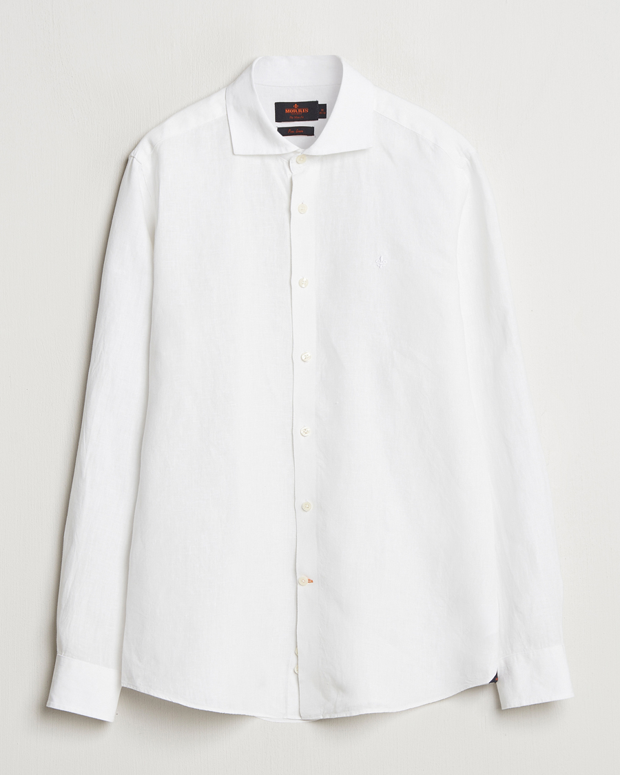 Herre | Skjorter | Morris | Slim Fit Linen Shirt White