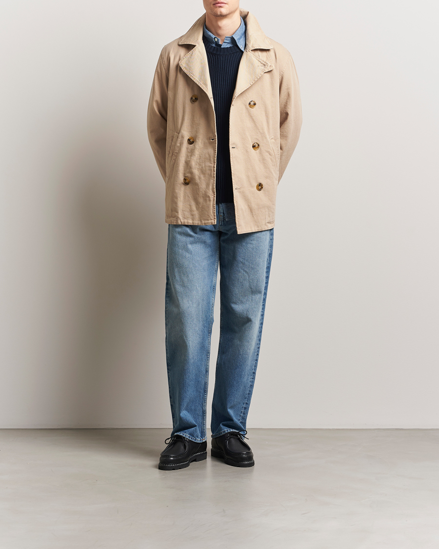 Herre | Jakker | Baracuta | Garment Dyed Canvas Peacoat British Khaki