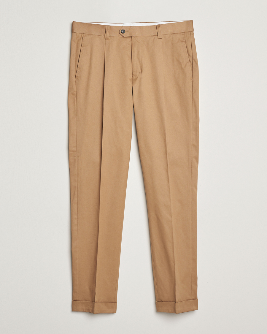 Herre | Bukser | Tiger of Sweden | Tenuta Pleated Cotton Trousers Beige