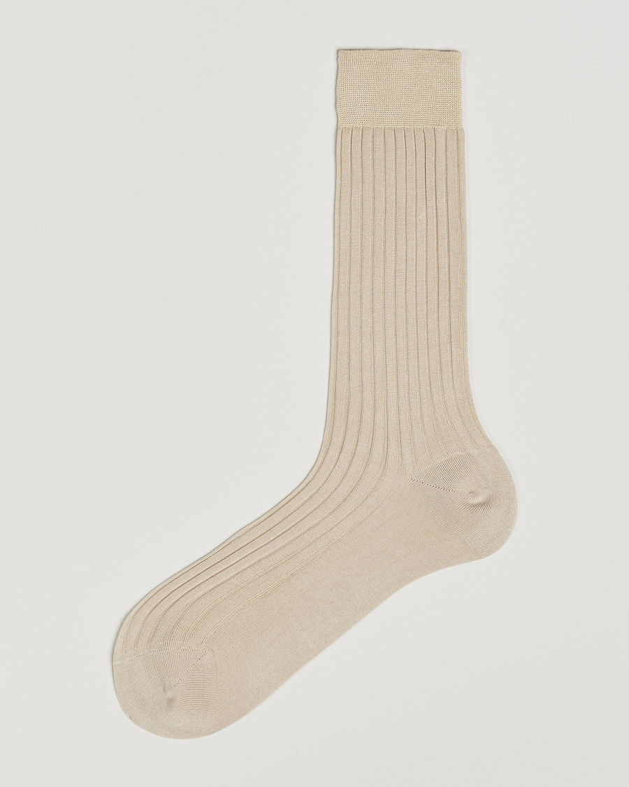 Herre | Strømper | Bresciani | Cotton Ribbed Short Socks Light Beige