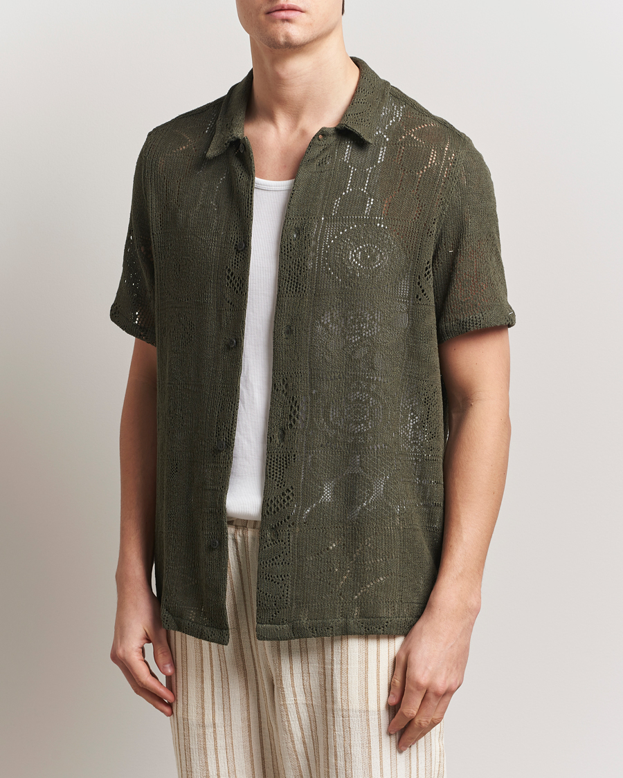 Herre | Skjorter | LES DEUX | Hector Lace Short Sleeve Shirt Green
