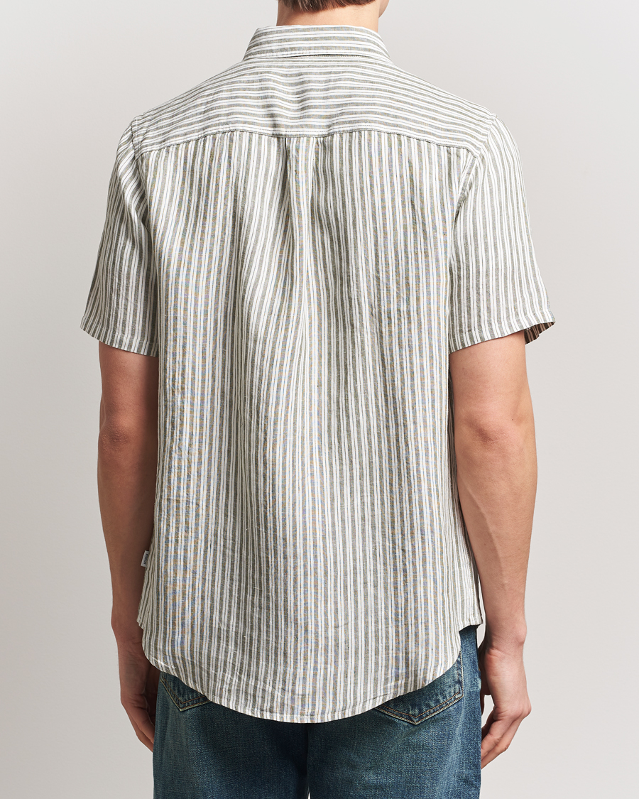 Herre | Skjorter | LES DEUX | Kris Linen Short Sleeve Shirt Ivory/Green