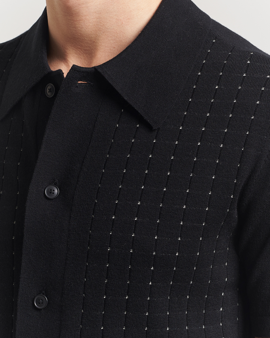 Herre | Skjorter | Tiger of Sweden | Araawen Knitted Short Sleeve Shirt Black