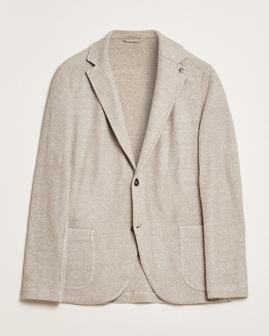 Herre | Blazere & jakker | Gran Sasso | Linen/Cotton Knitted Blazer Beige Melange