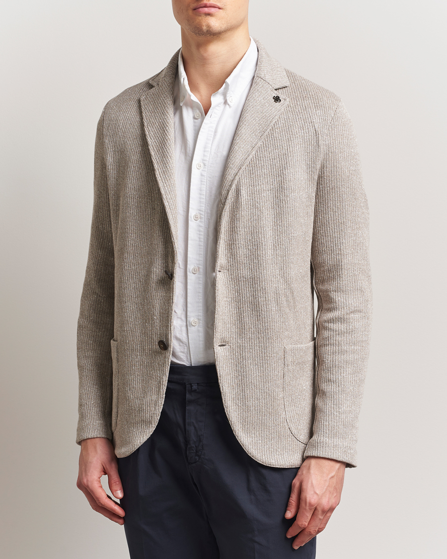 Herre | Blazere & jakker | Gran Sasso | Linen/Cotton Knitted Blazer Beige Melange