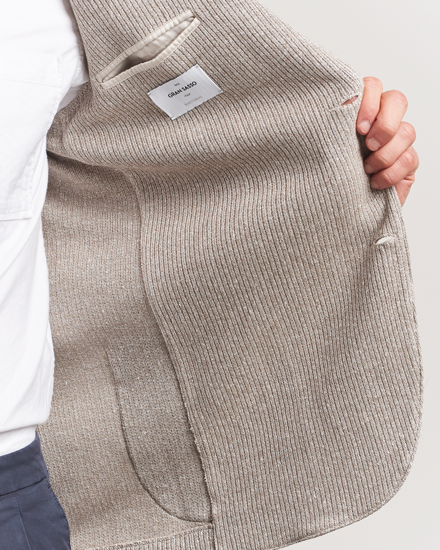 Herre | Blazere & jakker | Gran Sasso | Linen/Cotton Knitted Blazer Beige Melange