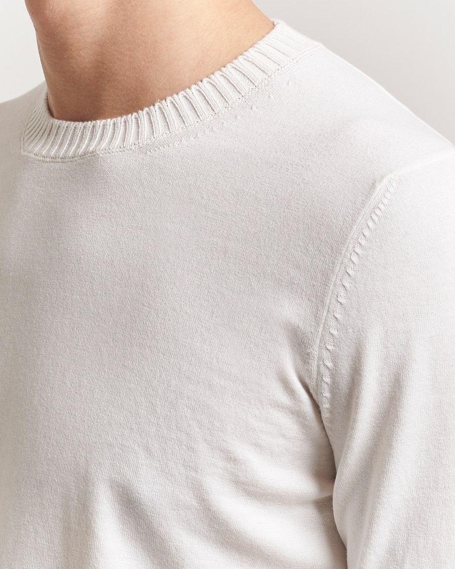 Herre | Trøjer | Gran Sasso | Cotton/Cashmere Knitted Crew Neck Sweater Cream Melange