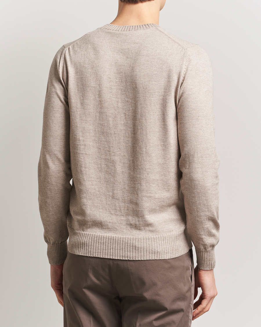 Herre | Trøjer | Gran Sasso | Cotton/Cashmere Knitted Crew Neck Sweater Beige Melange