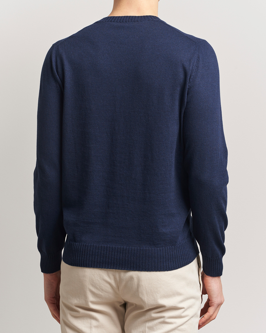 Herre | Trøjer | Gran Sasso | Cotton/Cashmere Knitted Crew Neck Sweater Navy Melange