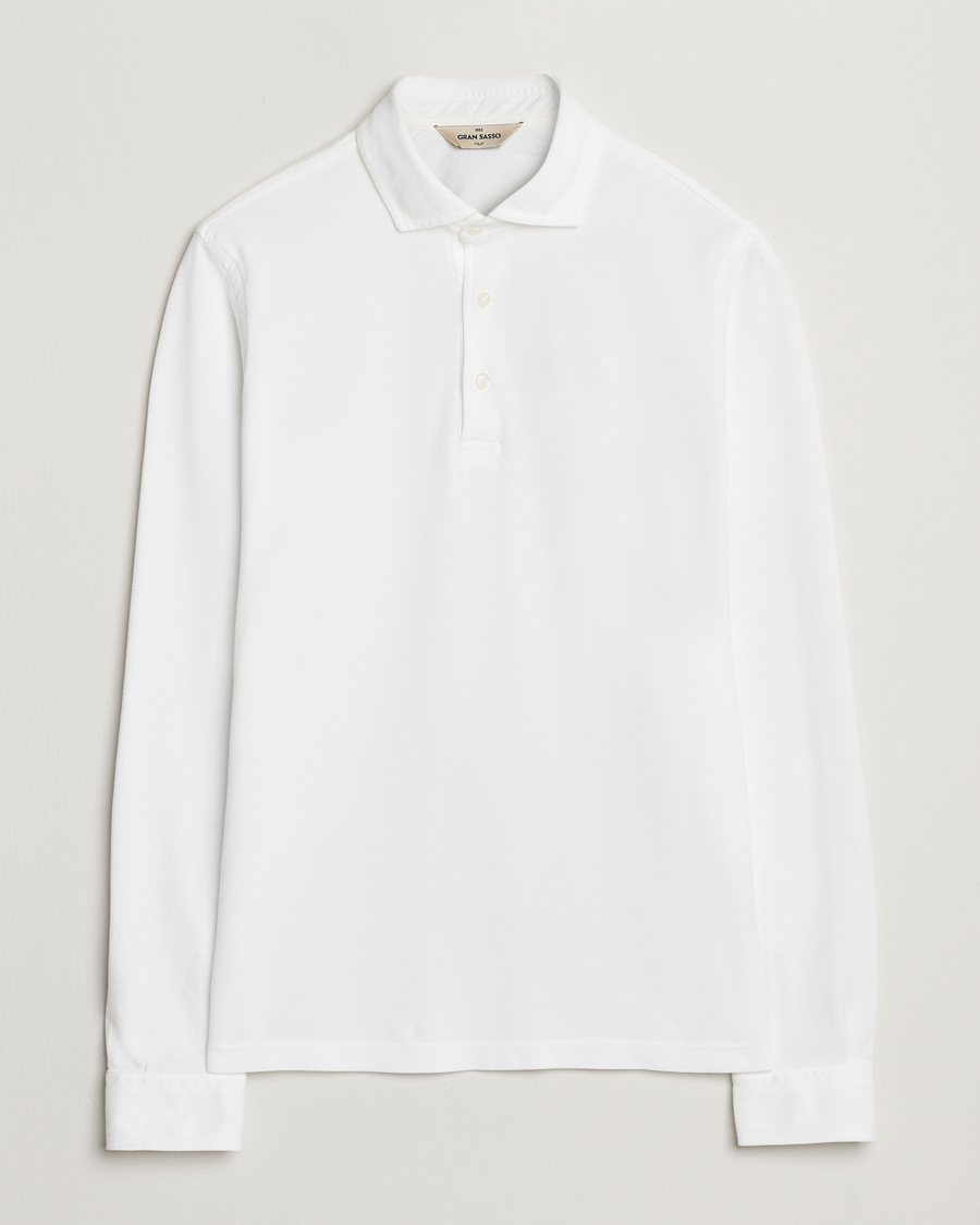 Herre | Polotrøjer | Gran Sasso | Washed Long Sleeve Polo White