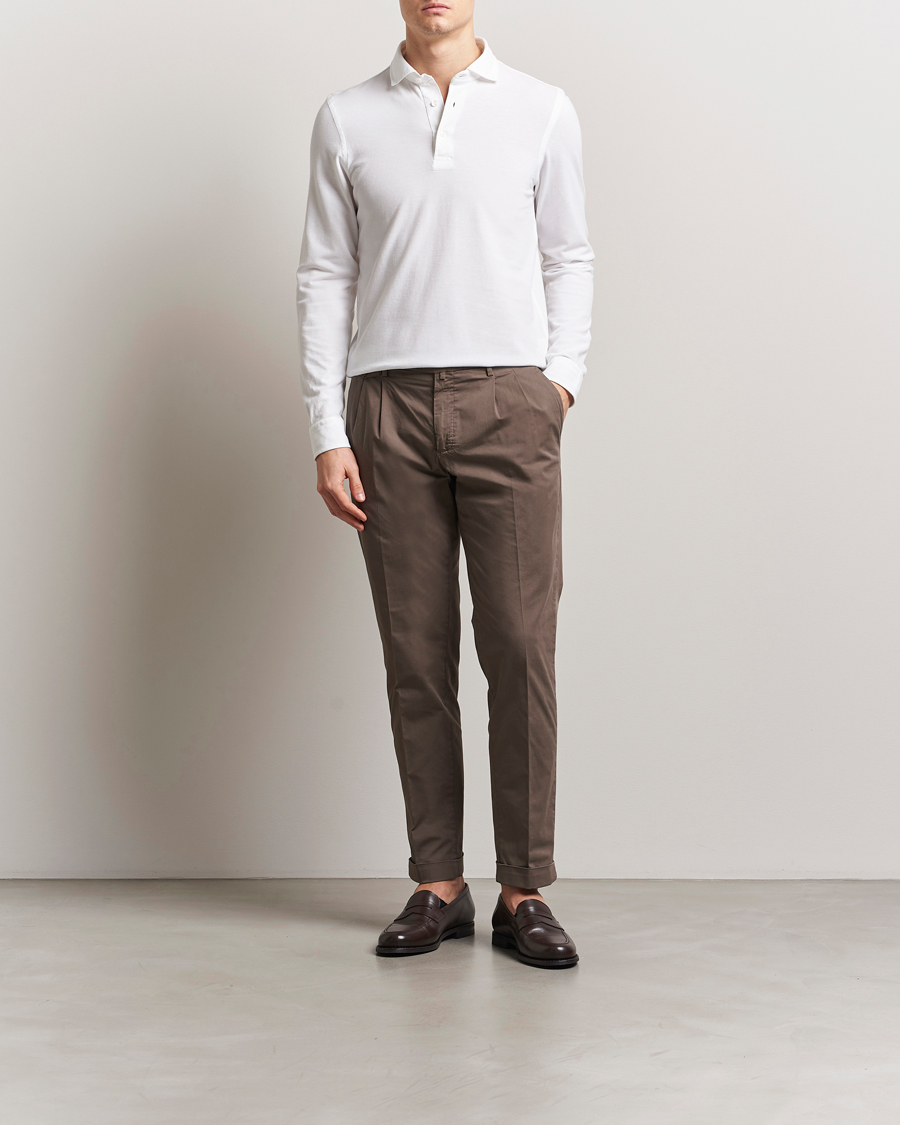 Herre | Polotrøjer | Gran Sasso | Washed Long Sleeve Polo White