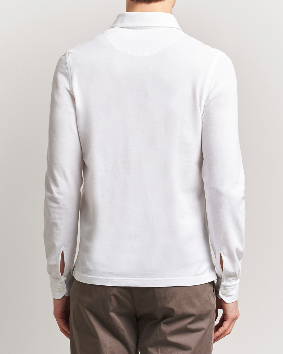 Herre | Polotrøjer | Gran Sasso | Washed Long Sleeve Polo White