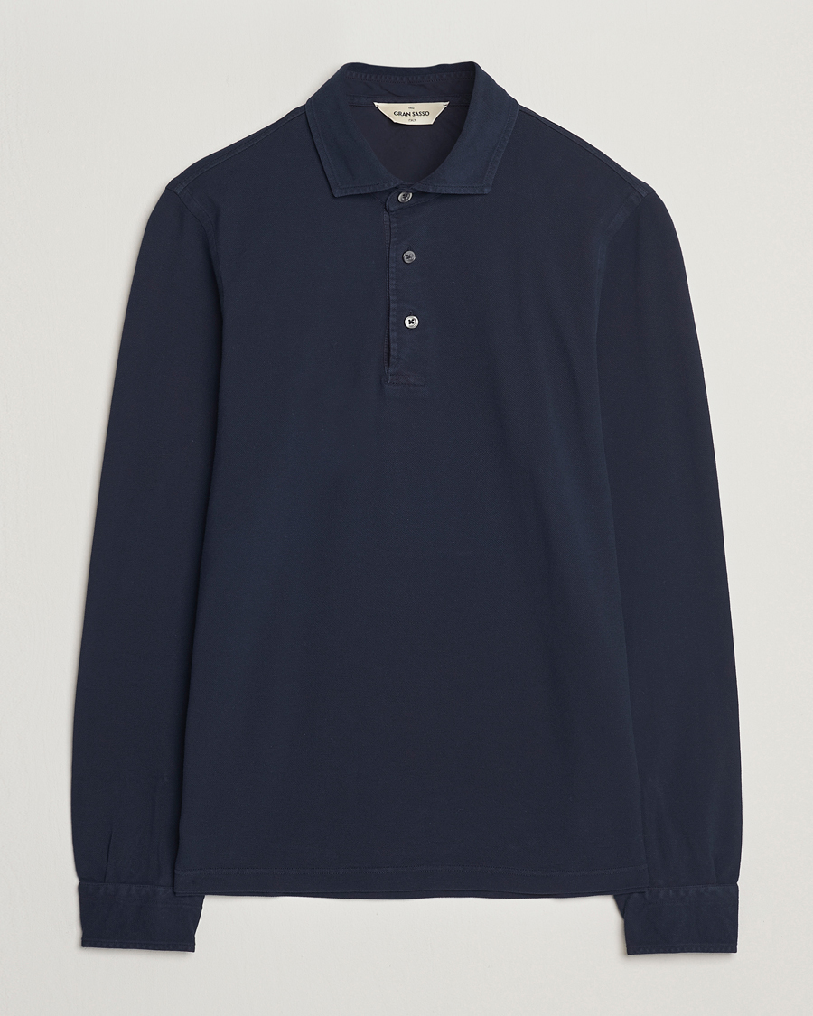 Herre | Polotrøjer | Gran Sasso | Washed Long Sleeve Polo Navy