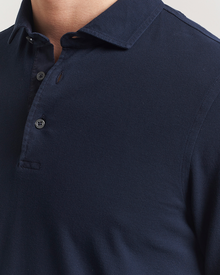 Herre | Polotrøjer | Gran Sasso | Washed Long Sleeve Polo Navy