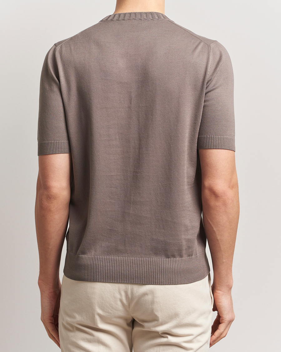 Herre | T-Shirts | Gran Sasso | Cotton Heavy Knitted Crew Neck T-Shirt Brown