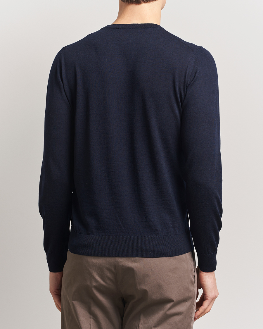 Herre | Trøjer | Piacenza Cashmere | Merino Wool Crew Neck Sweater Navy