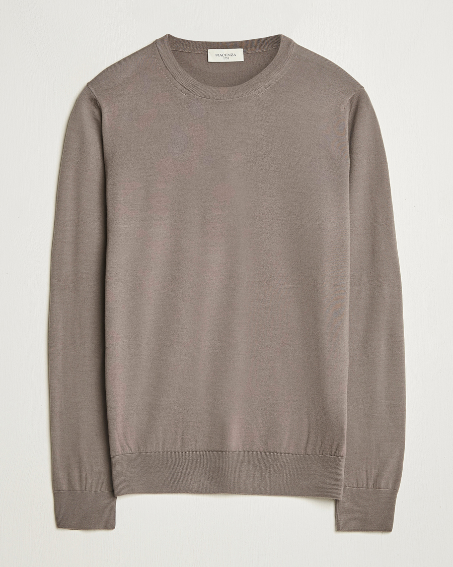 Herre | Trøjer | Piacenza Cashmere | Merino Wool Crew Neck Sweater Taupe