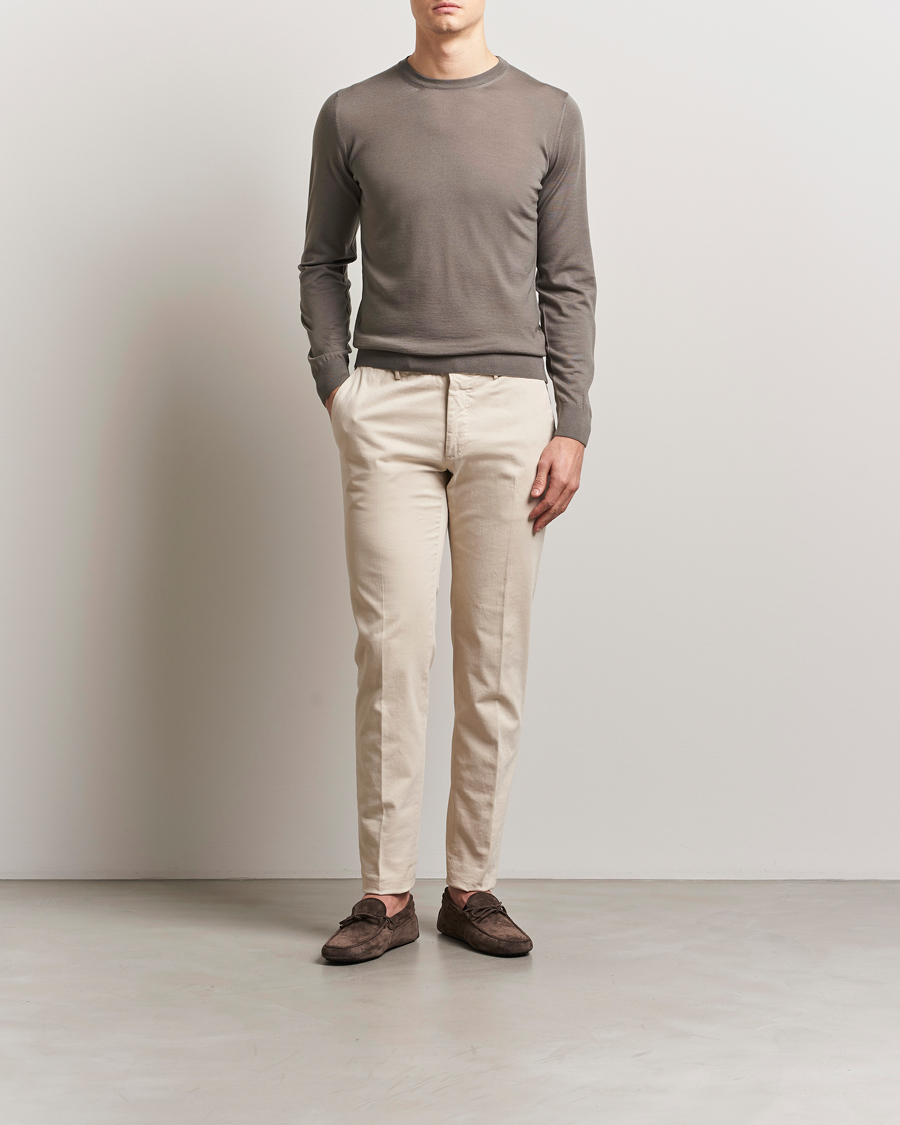 Herre | Trøjer | Piacenza Cashmere | Merino Wool Crew Neck Sweater Taupe