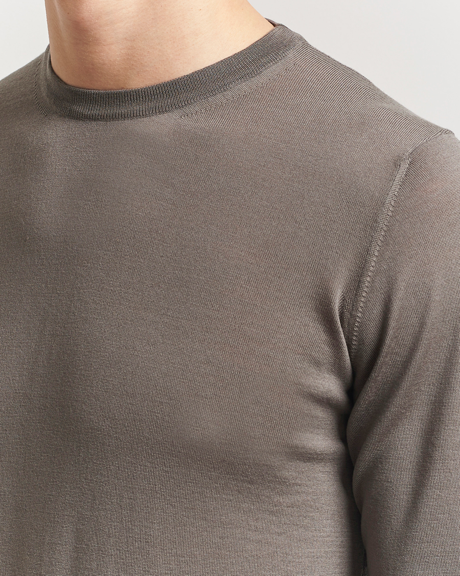 Herre | Trøjer | Piacenza Cashmere | Merino Wool Crew Neck Sweater Taupe