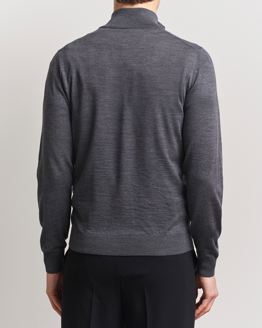 Herre | Trøjer | Piacenza Cashmere | Merino Wool Crew Neck Half Zip Charcoal