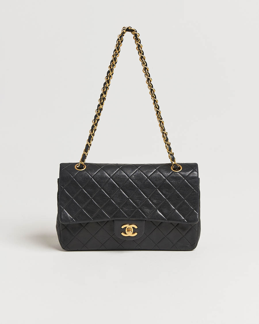 Herre | Chanel Pre-Owned Classic Medium Double Flap Bag Lambskin Black | Chanel Pre-Owned | Classic Medium Double Flap Bag Lambskin Black