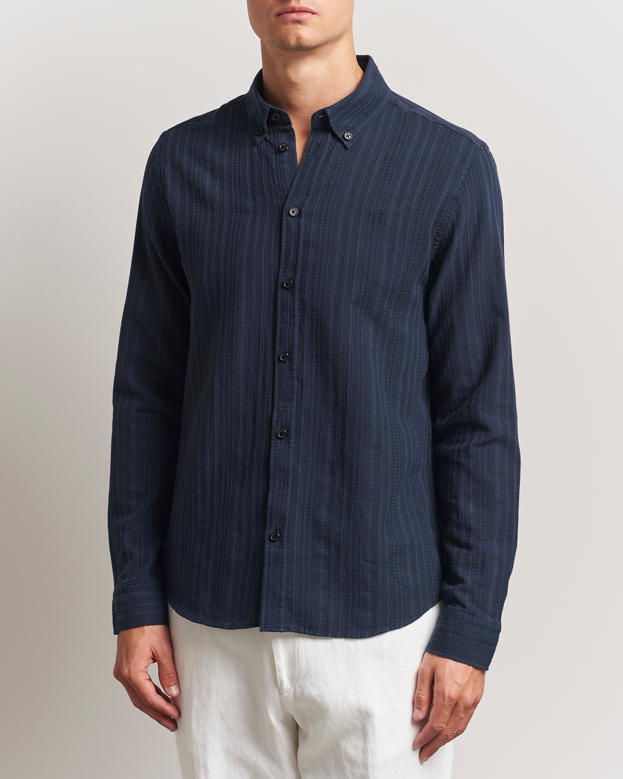 Herre | Skjorter | LES DEUX | Konrad Striped Structure Shirt Dark Navy